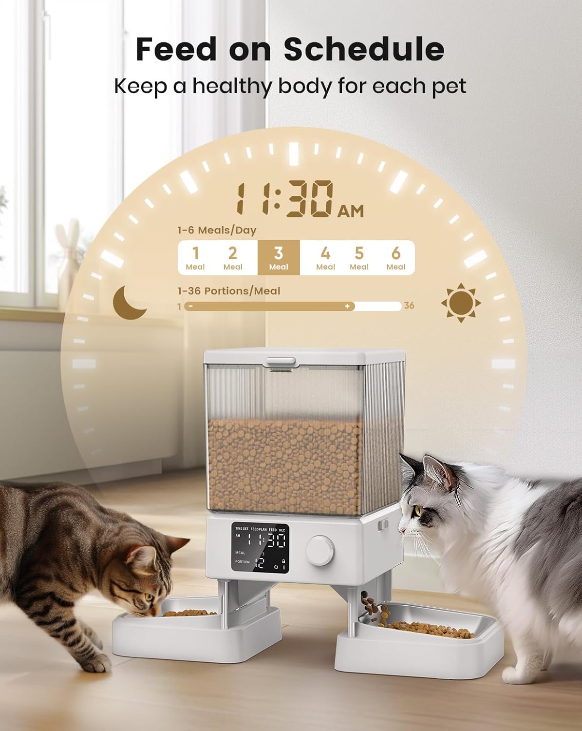 Automatic Cat Food Dispenser For Multiple Cats, With APP