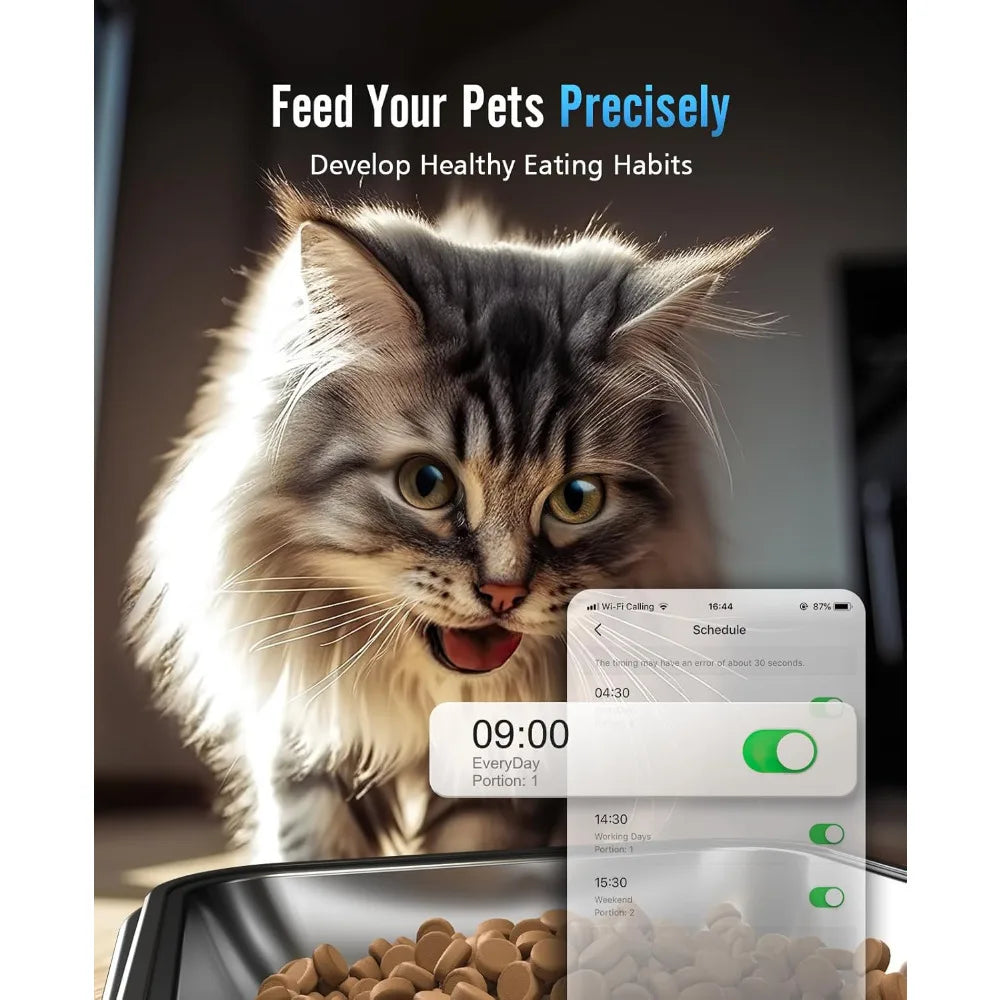 Automatic Cat Food Dispenser For Multiple Cats, With APP